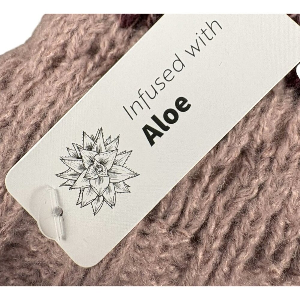 MUK LUKS Set of 2 Aloe Infused Textured Cabin Socks Faux Fur Lined NWT L/XL Maro - Picture 8 of 8